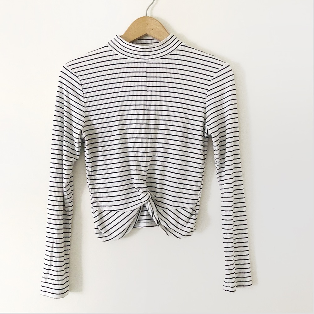 SWS Essential Long Sleeve High-Neck Striped Top